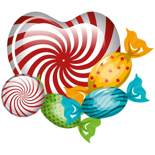 Candyland Theme Assorted Sweets Transparent Sticker